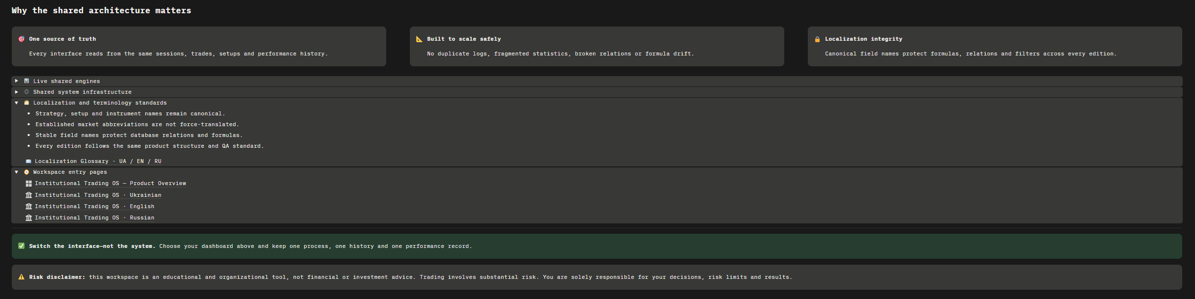 Notion Language Hub detail view describing the editions and shared engines